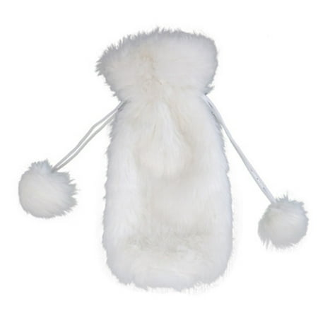 

2Pc Luxury Faux Fur Wine Bottle Covers Bag Linen Holiday Champagne Bottle Cover Christmas Decorations for Home