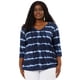 thumbnail image 3 of Women's Plus Size T-shirt Tye Dye Side Slit 3/4 Sleeve Stripe Top Blue 4X, 3 of 7