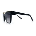 thumbnail image 5 of Womens Metal Brow Oversized High Temple Rectangle Plastic Sunglasses Black - Smoke, 5 of 7