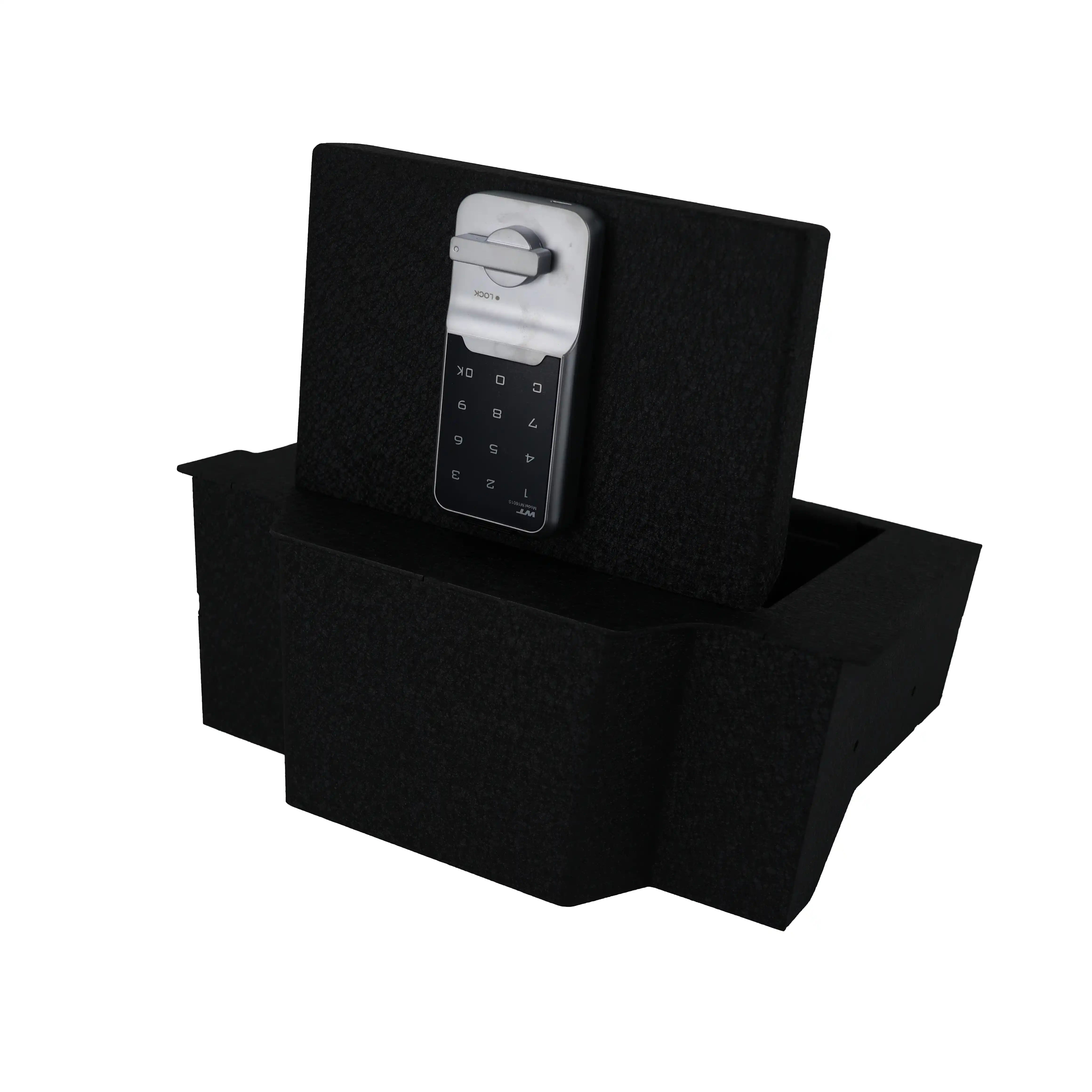 Center Console Safe Gun Safe, WASAI Console Gun Vault Lockbox Compatible with RAM 1500/2500/3500 LARAMI/BIGHORN/POWERWAGON 2019-2024, NOT FIT Cup Holder with Cover, Electronic Keypad Lock.