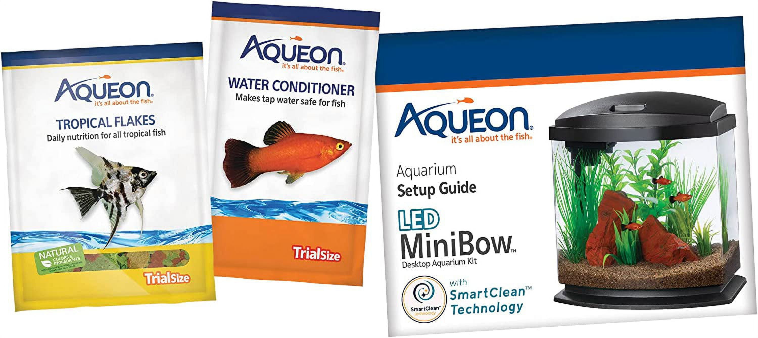 Aqueon LED MiniBow Small Aquarium Fish Tank Kit with SmartClean Technology,  Black, 5 Gallon