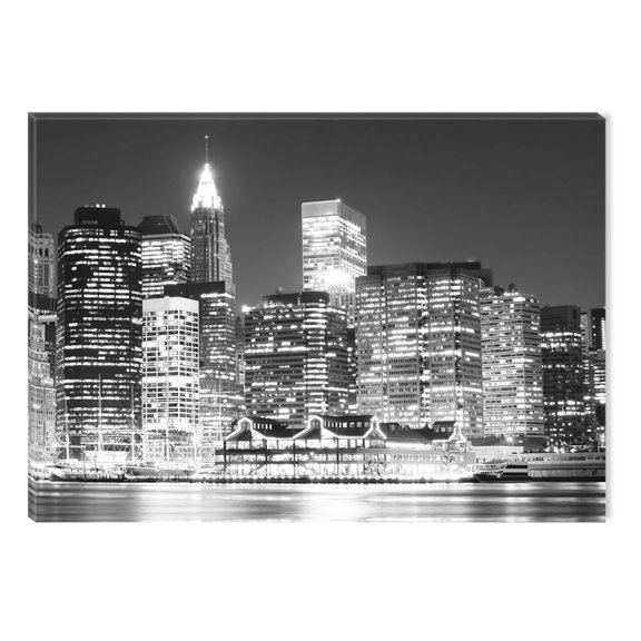 Startonight Canvas Wall Art Black and White Abstract Manhattan New York, Dual View Surprise Artwork Modern Framed Ready to Hang Wall Art 100% Original Art Painting 23.62 X 35.43 inch