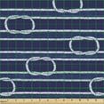 thumbnail image 2 of Ambesonne Navy Blue Fabric by the Yard Upholstery, Marine Knots Pattern, 1 Yard, Dark Blue White, 2 of 5