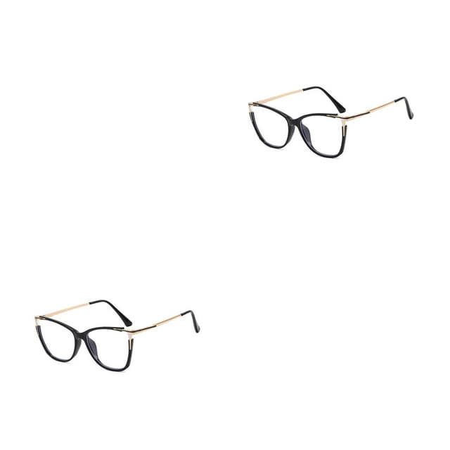 Minnieouse Gafas de ojo de gato de moda Retro Anti luz azul mujeres lectura transparente estilo Vintage gafas de marco grande de lujo Negro luz 2piezas