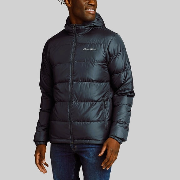 Eddie Bauer Men's Wide Channel Hooded 650 Fill Power Down Jacket, Livid Medium