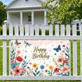 thumbnail image 5 of Floral Themed Happy Birthday Banner Backdrop Background Party Decorations for Birthday Party Photography Props Celebrations Event Decor, 5 of 7