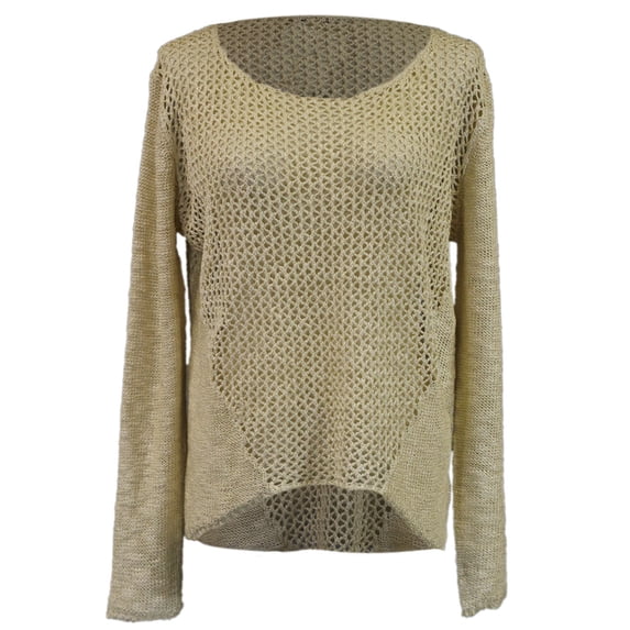Long Sleeve Loose Fit Knit High Low Oversized Top With Fitted Sleeves