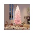thumbnail image 2 of 4.5ft snow flocked slim artificial pencil christmas tree con sturdy metal stand - perfect para home, oficina, apartment party decor, 2 of 9