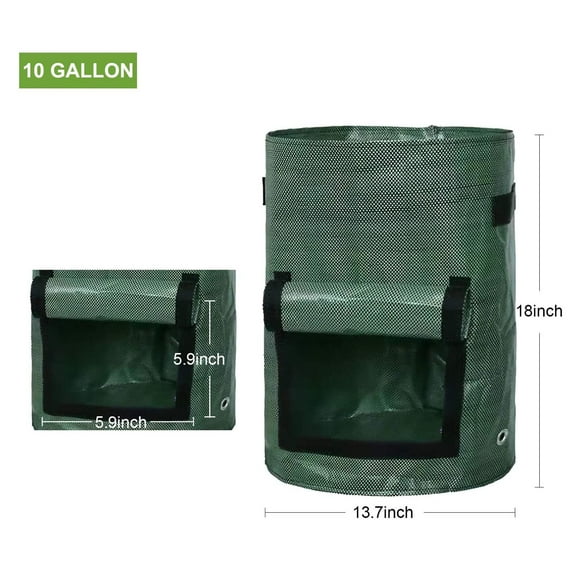 JeashCHAT Potato Grow Bags, 4 Pack 10 Gallon Grow Bags with Flap and Handles Plant Container Planter Pot for Potato Tomato and Vegetables Green