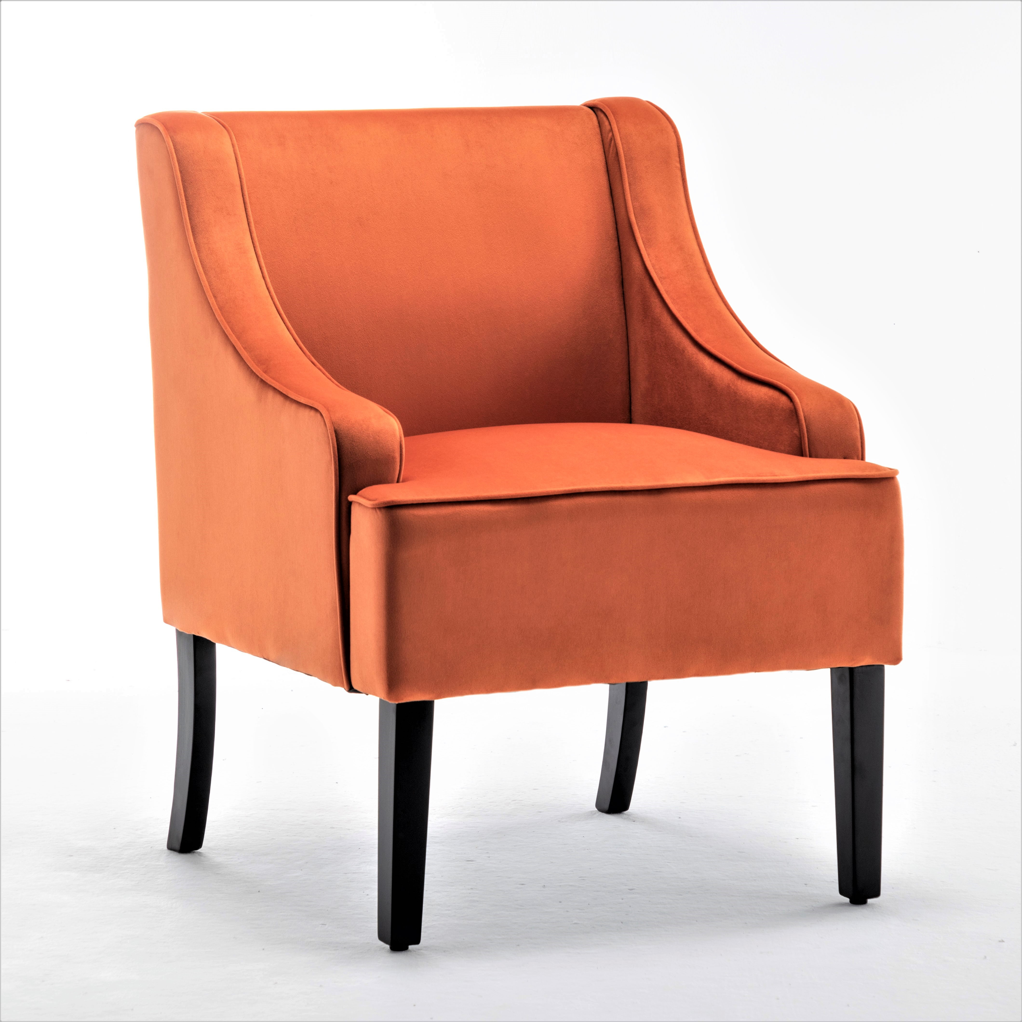 US Pride Furniture Correen 25" Wide Microfiber Accent Chair with Recessed Arms, Orange Red