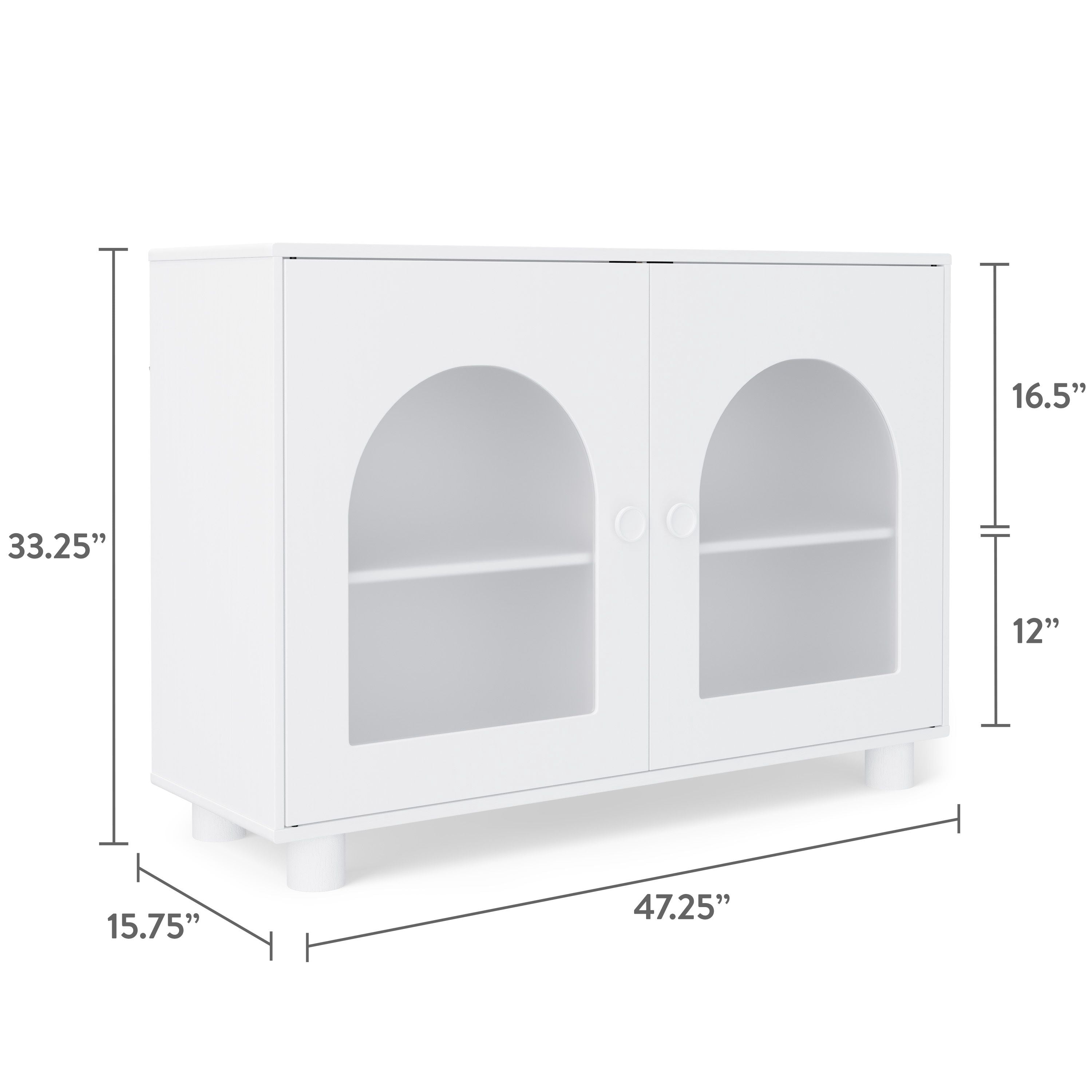 Mainstays Kids Arched Storage Accent Cabinet with Acrylic Doors, White
