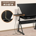 thumbnail image 5 of RTYJGD Retro-with Outlet Drafting Table, 24.5"D x 55"W x 35.8"H, Height & Angle Adjustable, Modern Computer Desk with Storage​,Black-with Outlet, 5 of 9