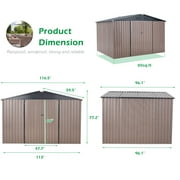 YODOLLA 10 x 8 ft. Outdoor Metal Storage Shed with Sliding Roof & Lockable Door