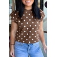 thumbnail image 5 of TinyCribz Women's Polka Dot Sweater, Casual Brown Short Sleeve Knit XL, 5 of 6