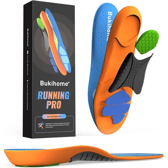 Bukihome Sports Insoles for Running & Basketball - Lightweight Athletic Shoe Inserts with Shock Absorption, Energy Return Tech & Arch Support, Enhanced Performance for Men & Women, L