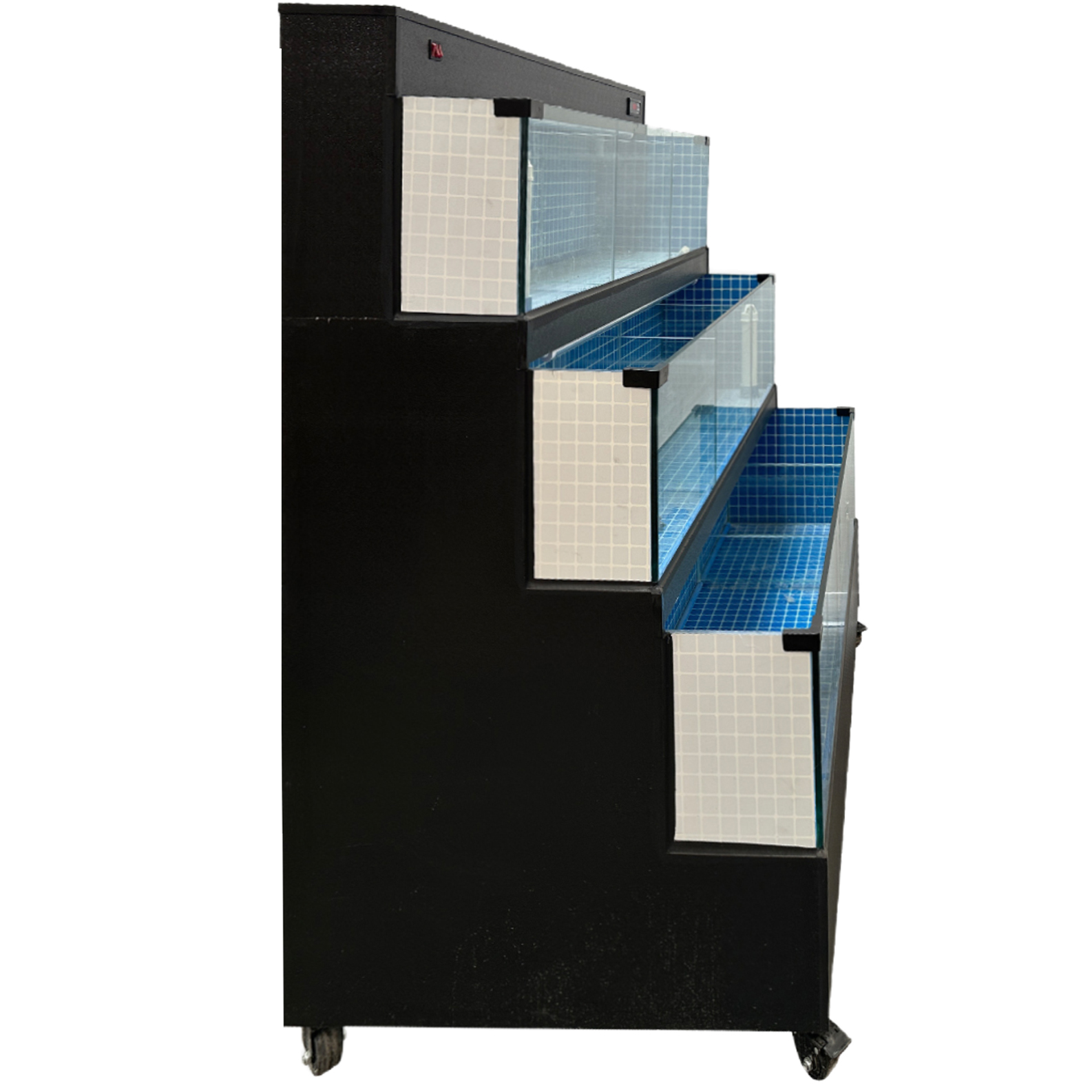 60" Commercial Lobster Seafood Tank, 3-Tier Sea Water Display Aquarium, Live Fish Holding System with Smart Filtration, Blue Mosaic Interior, 220V