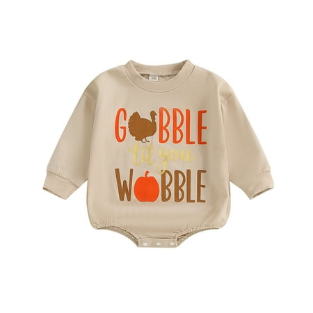 

Bagilaanoe Baby Girl Boy Thanksgiving Clothes Romper Sweatshirt for Newborn Long Sleeve Bodysuits Turkey Pullover 3M 6M 12M 18M Infant Casual Tee Tops