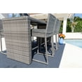 thumbnail image 3 of Sorrento 7-Piece Resin Wicker Outdoor Patio Furniture Bar Set in Gray w/Bar Table and Six Bar Chairs (Flat-Weave Gray Wicker, Sunbrella Canvas Charcoal), 3 of 5