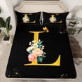 thumbnail image 2 of Homewish Teens Initial Letter L Bed Sheets, Watercolor Flower Floral King Sheets, Romantic Monogrammed Sheet Set, Super Cozy Room Decor, 4pcs, 2 of 7