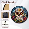 thumbnail image 3 of Sugar Skull Round Wall Clock, Colorful MDF Wood Day of the Dead Home Decor Art, Dia de los Muertos Halloween Decoration, 3 of 5