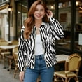 thumbnail image 2 of COEQINE Women's Short Bomber Jacket Zip Up Loose Fit Animal Zebra Stripes Short Jackets Loose Fit Stand Collar Cropped Coats 2025 Fall Fashion Varsity Shacket Y2k Tops, 4X-Large, Zebra Print, 2 of 7