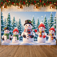 thumbnail image 6 of Snowman Theme Christmas Banner Colorful Scarves Winter Backdrop Festive Atmosphere Smiling Characters Holiday Display for Christmas Party Winter Celebration Family Gathering, 6 of 9