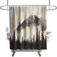 thumbnail image 1 of Sonernt Landscape Shower Curtain Misty Forest Nature Rustic Scenery Foggy Smokey Tree National Parks Theme Fabric Outdoor Idyllic Bathroom Decor Sets with Hooks Waterproof Washable 72W x 72H inch, 1 of 6