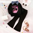 thumbnail image 2 of Toddler Baby Girl Clothes 24 Months 2T 3T 4T 5T 6T 7T Fall Winter Outfits Contrast Color Long Sleeve Sweatshirt + Flare Pants Sets Dark Blue Size 2-3 Years, 2 of 7