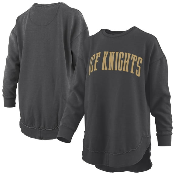 Women's Pressbox Black UCF Knights Melange Poncho Vintage Fleece Long Sleeve Pullover Sweatshirt