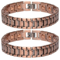 2 Pc Magnetic Solid Copper Link Bracelet Arthritis Therapy Pain Relief Men Women