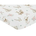 thumbnail image 3 of Sweet Jojo Designs Deer Floral Pink, Green, Tan and White Fitted Crib Sheet, 3 of 6
