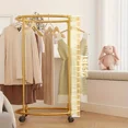 thumbnail image 5 of Auto Beyond Rolling clothes rack, freestanding indoor/outdoor garment stand with wheels, circular design, clothing storage rack, suitable for retail stores and bedrooms-Gold, 5 of 5