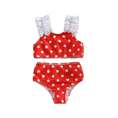 

Toddler Kid Girl Swimsuits Summer Leopard Heart Dot Print Sleeveless Tank Top Beach Shorts Swimwear