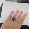 thumbnail image 2 of Vintage 14K White Gold With Nature Tiger Eye Stone Ring For Men Turkish Handmade Simple Statement Ring Retro, 2 of 5