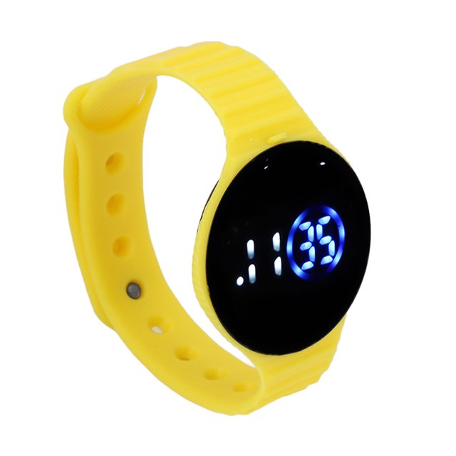Reloj digital para niños Bling Bling Correa de Silicona Resistente al agua LED Amarillo