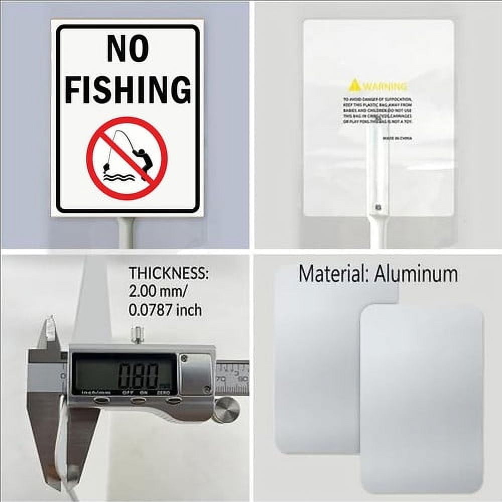 Soliyoahee No Fishing Yard Sign with Stake 8x12inch Yard Decoration Rustproof Outdoor Aluminum Sign for Yard Garden Lawn Street Outdoor