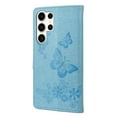 thumbnail image 3 of SaniMore for Samsung Galaxy S23 Ultra Case with Wrist Strap, Butterfly Embossed Magnetic Card Slot & Cash Bag Shockproof PU Leather Flip Folding Wallet Kickstand for Samsung S23 Ultra, Blue, 3 of 7