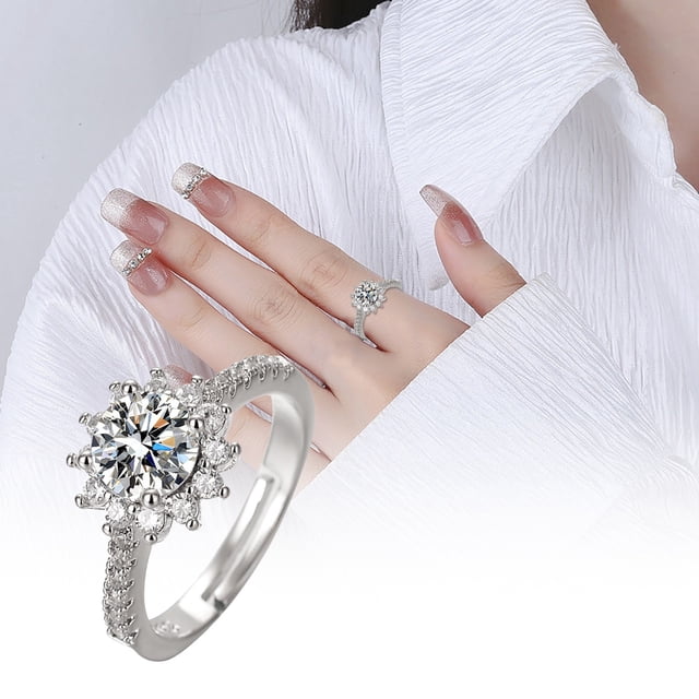 Ring Sunflower One Live Ring Open Open Adjustable Ring Fashionable And Versatile High End Open Ring Encrusted Sparkling Adjustable Open Fashion Ring