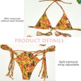 thumbnail image 3 of Knotted String Triangle Bikini High Cut Cheeky Bikini Set Women's Floral Printed Swimsuit, 3 of 5