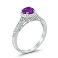 thumbnail image 3 of Halo Promise Round Ring Amethyst CZ 925 Sterling Silver Size 11, 3 of 3
