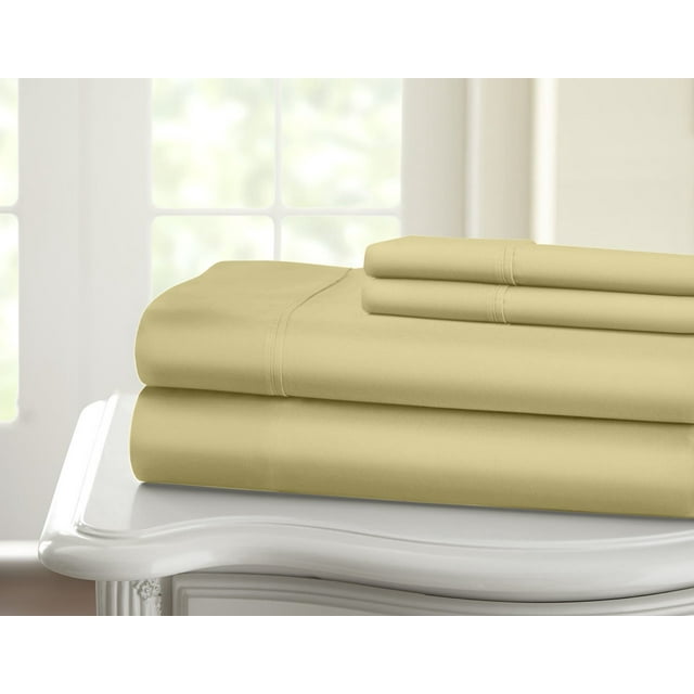 Ensemble de Draps Uni 100 % Coton, 1200 Fils (California Très Grand, Taupe)