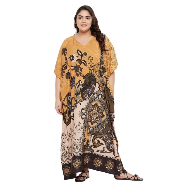 Caftans pour Femmes Longue Maxi Grande Taille Robe Caftans Manches 3/4 Robes pour Dames Filles en Ligne