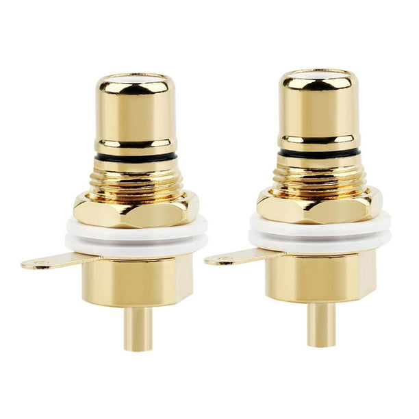 2 conectores hembra para montaje en panel, adaptador de terminal de chasis de señal Negro