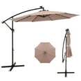 thumbnail image 2 of Costway 10 Ft Patio Solar LED Offset Umbrella 40 Lights Crank Cross Base Tan, 2 of 10