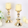 thumbnail image 4 of Gold Metal Pillar Candlestick Holders Vintage Pillar Candle Holders Elegant Metal Crystal Pillar Candle Stands, 4 of 10