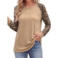thumbnail image 2 of Fantaslook Women Long Sleeve Shirts Color Block Casual Tops Crewneck Fashion Fall Clothes, 2 of 8