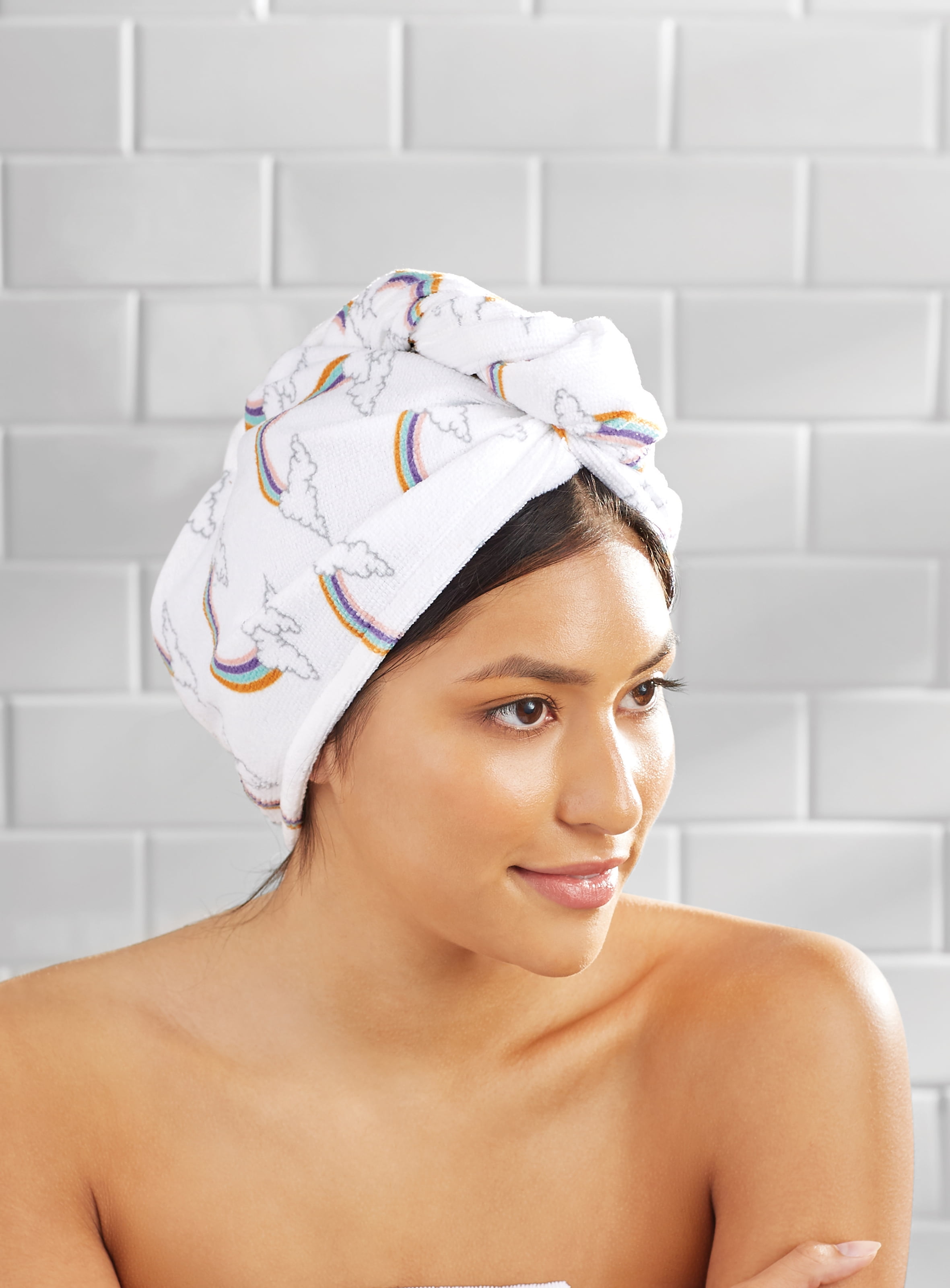 Soft Rainbow Color 3PC Bath Towels, Bath Towel with Hair Towel Set