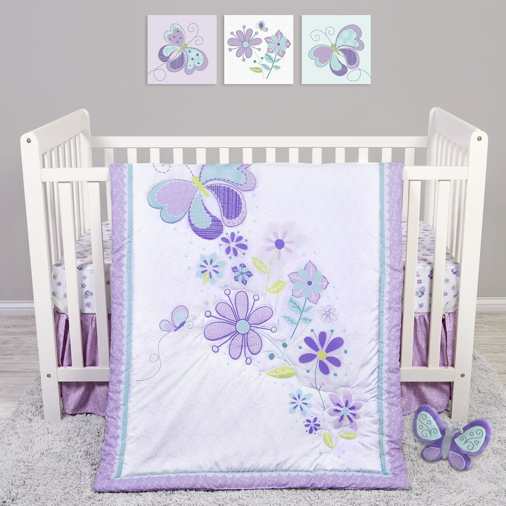 Sammy and Lou Butterfly Meadow 4 Piece Crib Bedding Set