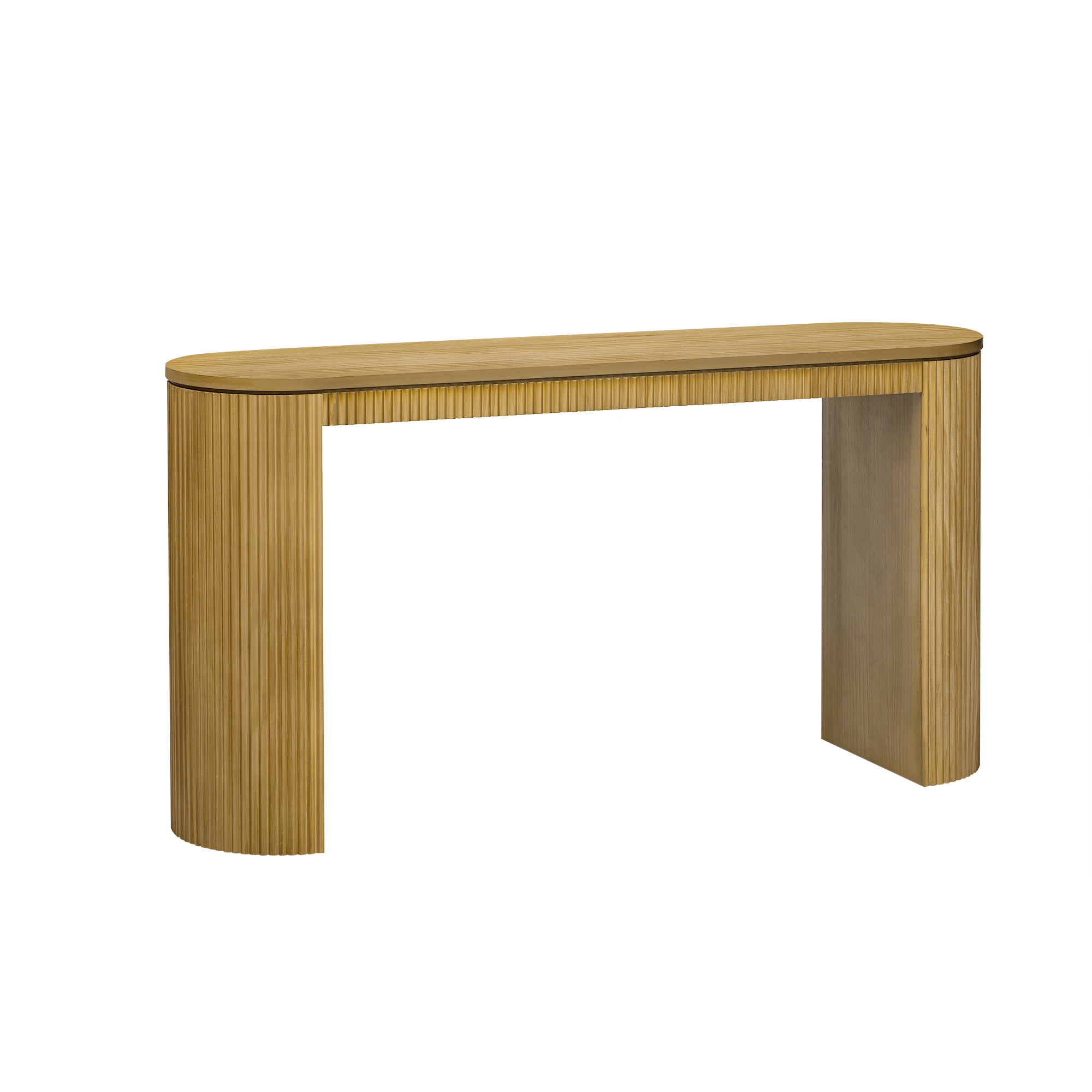 Harper & Bright Designs Modern Fluted Console Table Curved Sofa Table Narrow Entryway Table with Vertical Stripe for Entrance Hallway Living Room, Natural