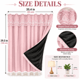 thumbnail image 2 of No-Drill Adhesive Blackout Curtains, Lace Double Layer Thermal Insulated Light-Filtering Drapes, Room Darkening Reusable for Bedroom Bay Window Living Room, Pink, 2 of 7